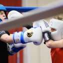 Two of North Wingfield Boxing Academy's young fighters in action at the club's show on Sunday.
