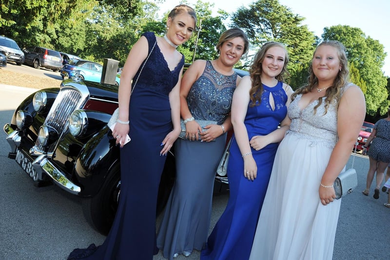 David Nieper School prom at Eastwood Hall.     
Chloe Cooper, Ellie Webster, Trinity Whitmore and Storm-Lea Shaw arrive in their 1948 Riley.