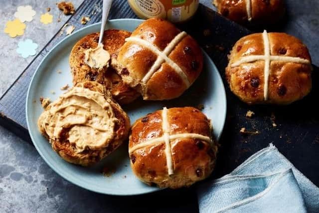 Golden Blond Chocolate and Salted Caramel Hot Cross Buns have been added to the M&S range produced by Gunstones Bakery.