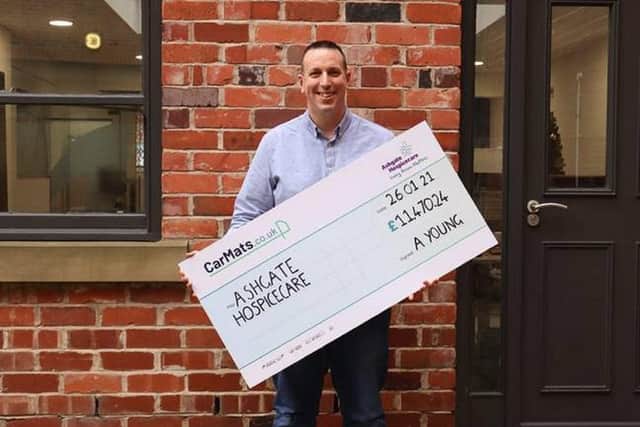 Ash Young donated more than £11,000 to Ashgate Hospice after his e-business reached £1 million in sales