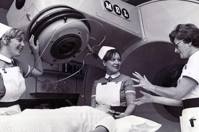 Nurses at Weston Park in 1971 treating a patient.