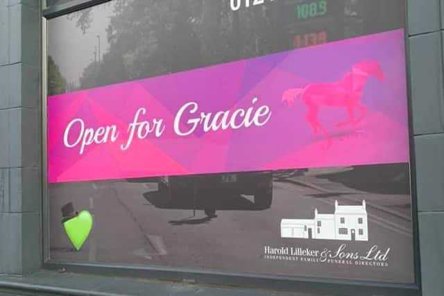 Harold Lilleker & Sons Ltd are inviting the public to sign memory books for Gracie any afternoon until 5pm or all day Thursday and Friday at their Whittington Moor funeral home.