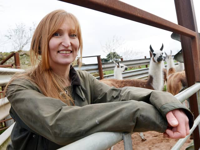 Carnfield Hall's owner Heidi Price with the llamas.