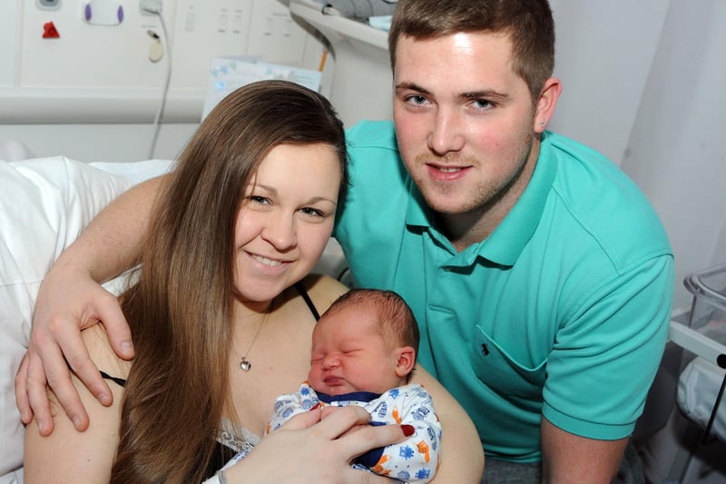 Georgina and Lee Hardy, of Killamarsh, with their son Zachary - their first child born