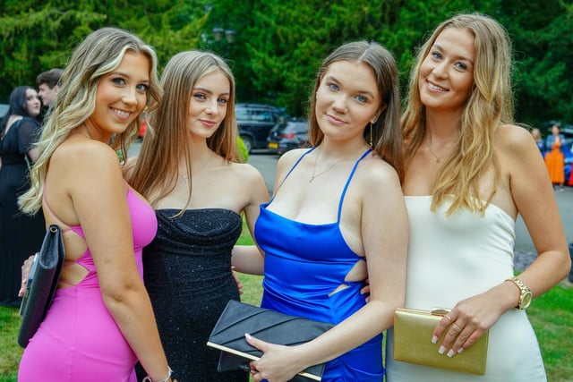 Emily Lane, Clara Nisbet, Ella Mosley and Charlotte Bacon at Brookfield School Year 13 prom night.