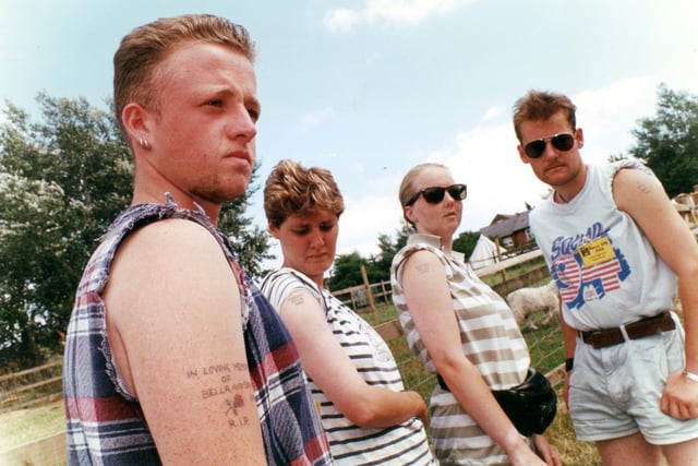 Gary Mansell, Sue Crookes, Nicola Smith and James Appleyard from Heeley's City Farm who got tattoos in memory of the horses Barney, Sam and Bella, who died as a result of the fire in 1995