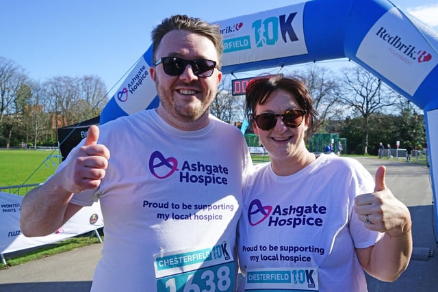 2024 Redbrik Foundation Chesterfield 10K race.  James Branson and Elie Orry from Ashgate hospice.