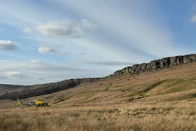 The climber was taken to hospital by helicopter after their fall. Credit: Edale MRT
