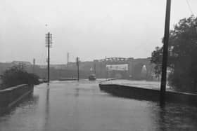 Flood water at Horns Bridge, Chesterfield.