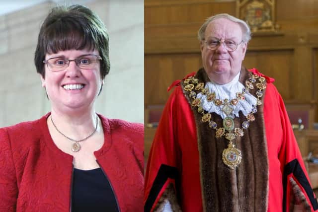 Councillor Tricia Gilby, leader of Chesterfield Borough Council, and councillor Gordon Simmons, mayor of Chesterfield borough.