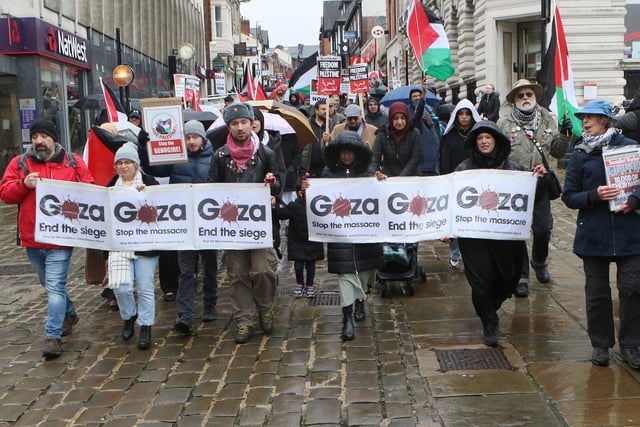 The TUC march through Chesterfield demanding justice for Palestine