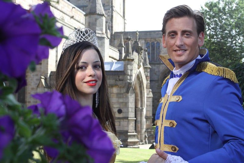 Chesterfield Pomegrante's panto launch of Beauty and the Beast, with Tina Barrett and Jon Moses, in 2013.