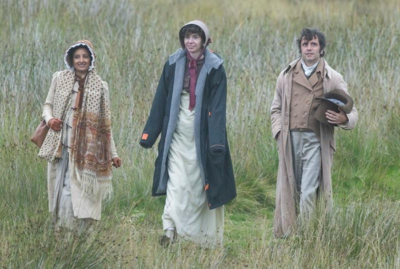 Google's AI Overview has identified the film shoot as Netflix Pride and Prejudice with Emma Corrin, centre, as Elizabeth Bennet, Freya Mavor as Jane Bennet and Jack Lowden as Mr Darcy. (photo: Richard Bowring)