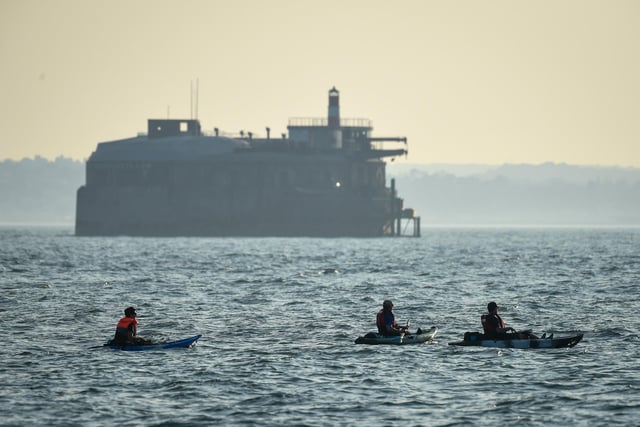 Kayakers enjoy the evening sunshine on Southsea beach on September 21, 2020 in Portsmouth. Picture: Finnbarr Webster