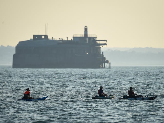 Kayakers enjoy the evening sunshine on Southsea beach on September 21, 2020 in Portsmouth. Picture: Finnbarr Webster