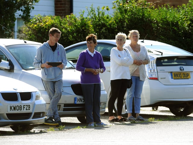 Mourners lined the streets of Leigh Park to say goodbye to Louise Smith. Picture: Sarah Standing (100720-5501)