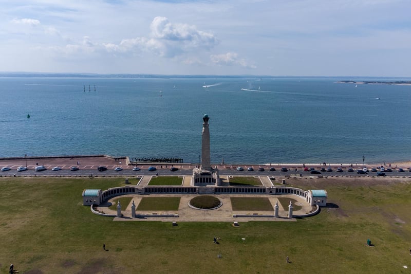 Southsea War Memorial. Aerial shots of Southsea taken by Solent Sky Services and Oliver Collins on April 17.