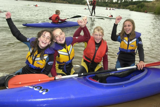 Danielle Hall, aged 13, Harriet Rhoden, aged 12, both  of Town Mor, Sarah Walker, aged 12, of Sprotbrough, and Stacey Taylor, aged 12, of Dunscroft having fun at Hatfield Water Park