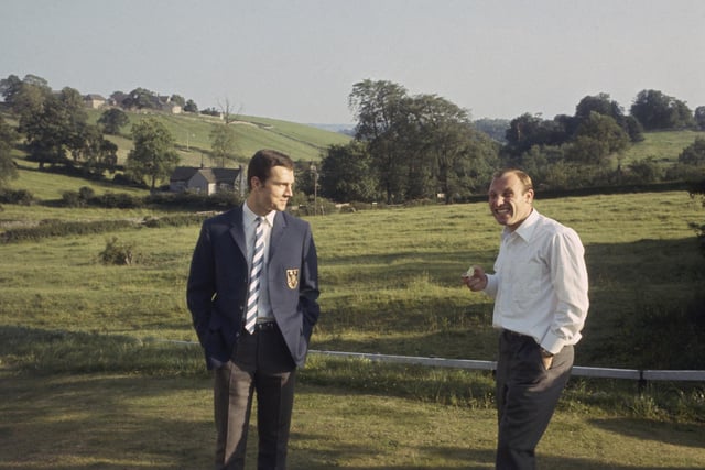 West German captain Uwe Seeler, right, at Ashbourne, where the team stayed during the 1966 World Cup in England. Picture taken on 12 July 1966. (Photo by Hulton Archive/Getty Images)