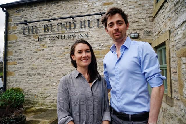 The Blind Bull in Little Hucklow has been named one of the 100 best gastropubs in the country. Owners Raab and Alison Dykstra-McCarthy.