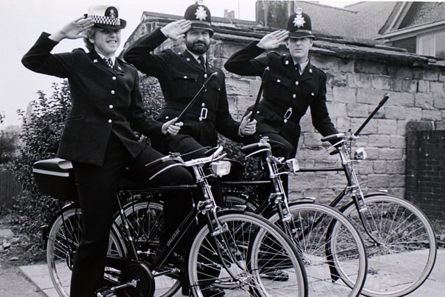 Alfreton police with new crime-busting bikes back in 1983.