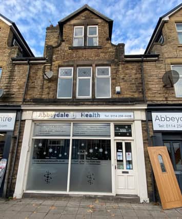 The Abbeydale Health shop on Abbeydale Road, Sheffield, is part of a property described as a substantial, stone fronted, three storey, inner terrace. It had a guide price of £190,000 and sold for £281,000.