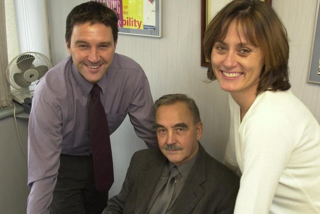 The management team LtoR, David Slater Managing Director, Joe Slater Chairman, and  Julie Rice Commercial Manager in 2001