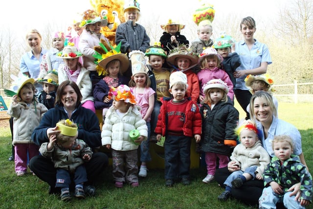 The children of Treetops Nursery, Matlock in their Easter bonnets.