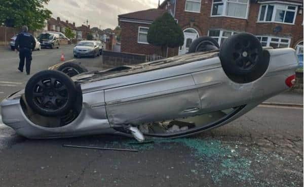 Police have launched an appeal after the Mercedes crashed.