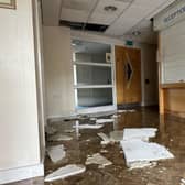 The flood appeared to have been caused by a leak from a water tank, which caused flooding on both the first floor and ground floor.