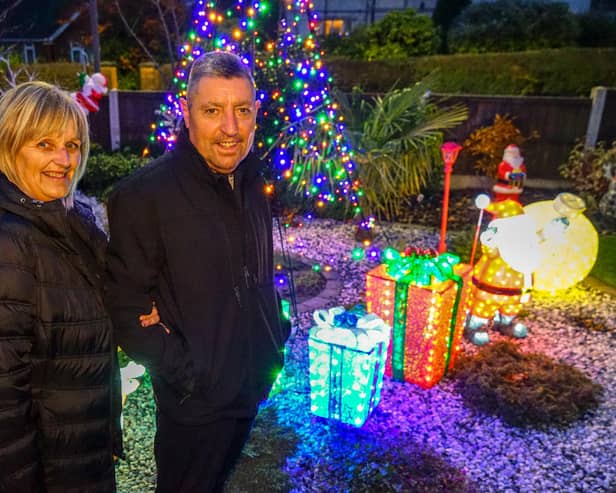 Mark Peacock, pictured with wife Julie, from St Lawrence Road, North Wingfield who has just undergone a double lung transplant. They run a Christmas lights display every year for charity