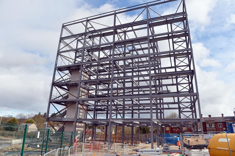 Work on a seven-storey office block at the Chesterfield Waterside development is progressing well.