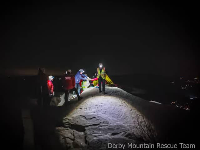 Derby Mountain Rescue team were called after a twenty-four-year-old woman sustained a potentially limb-threatening leg injury at the top of Black Rocks.