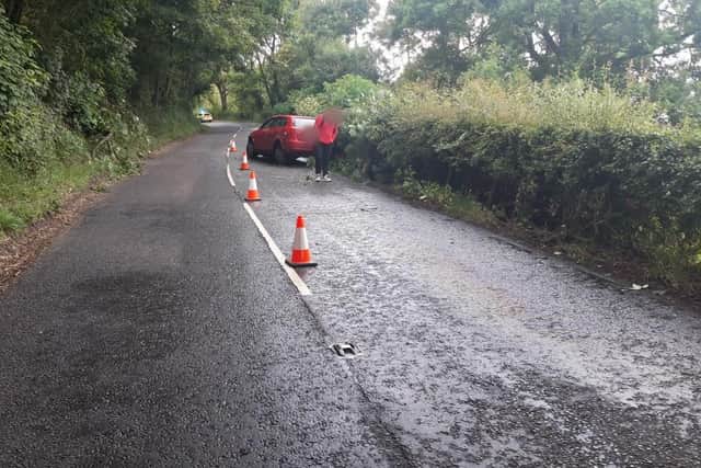 Derbyshire RPU Bikers tweeted this picture of the scene following the single-car crash between Bakewell and Moneyash
