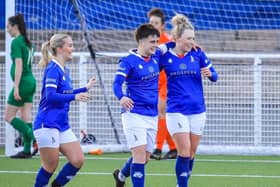 Chesterfield celebrate Gina Camfield's goal. Photo: Chesterfield Ladies FC.