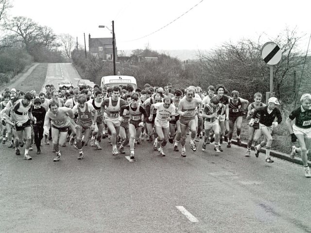 Start of Street Lane fun run, December, 1983.