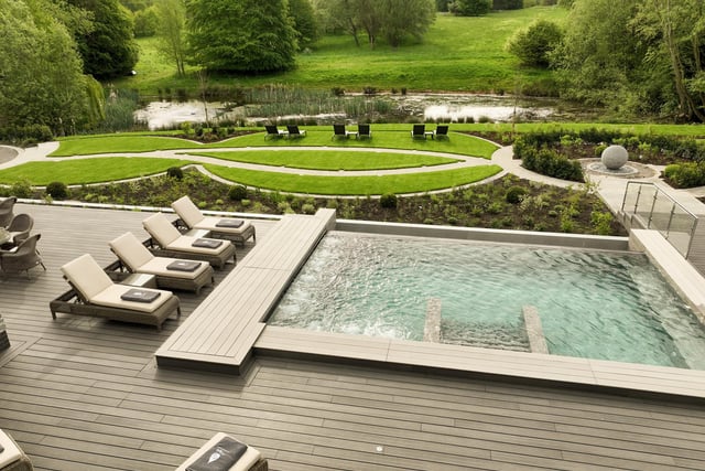 In the Summer of 2022, the spa was fully finished with the completion of its beautiful Tranquillity gardens, which draw inspiration from its 24 acres of surrounding countryside. Features include a large Vitality pool and Infinity Relaxation pool as well as an outdoor terrace with luxurious loungers and cosy fire pit seated areas.  Guests can enjoy views over the wildflower pond while watching the antics of the home reared friendly ducks.