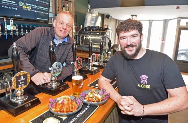 Andy Clarke, one of the co-owners of Ashover Brew Co, is pictured here with Liam from El Chappo - who will be bringing their Mexican offering to the kitchen at The Castle. The tap room is located on Dale Road, taking over the building that was formerly home to the Twenty Ten bar.