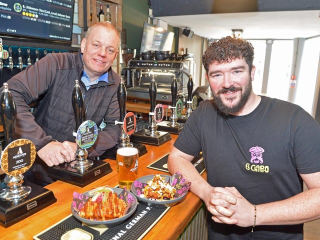 Andy Clarke, one of the co-owners of Ashover Brew Co, is pictured here with Liam from El Chappo - who will be bringing their Mexican offering to the kitchen at The Castle. The tap room is located on Dale Road, taking over the building that was formerly home to the Twenty Ten bar.