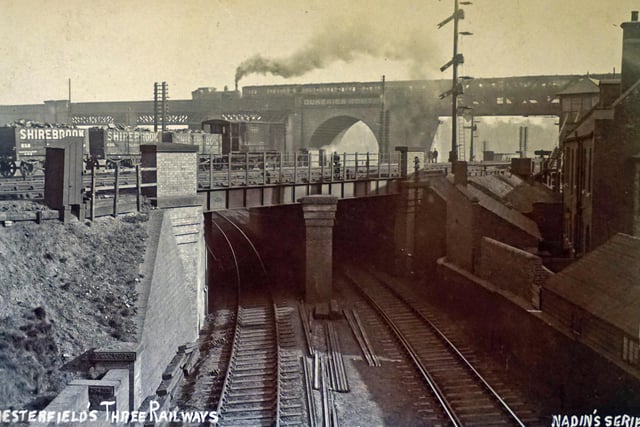 Chesterfield three railways seen at Horns Bridge.