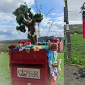 How the Asker Lane postbox topper looked before and after the suspected arson incident. (Photo: Contributed)
