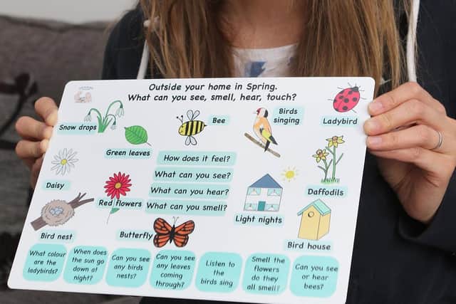 Chloe Pillar with her mindful boards for children