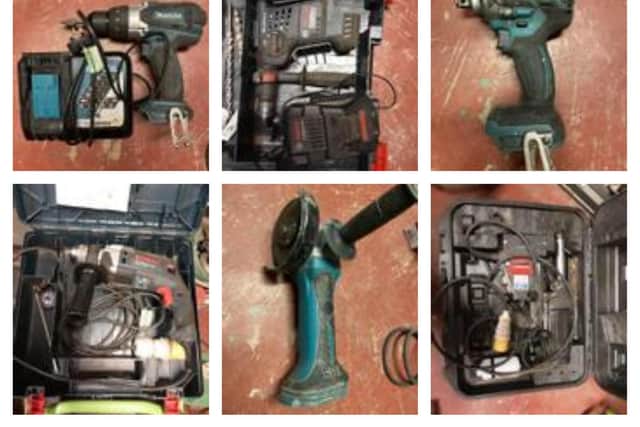 The stolen tools are pictured here.