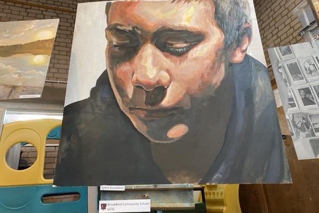 ‘Man looking down’ painted by Sylvie Kurcewicz from Brookfield Community School.