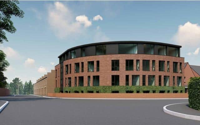 Artist's impression of the proposed four-storey apartment block at 110 Park Road, Chesterfield.