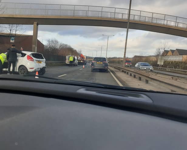 The scene of the crash on the A61 bypass in Chesterfield.