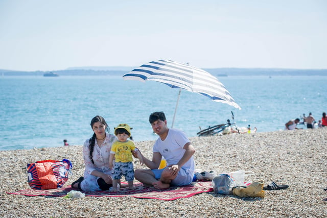 Shinwaru family enjoying the sun in Southsea.