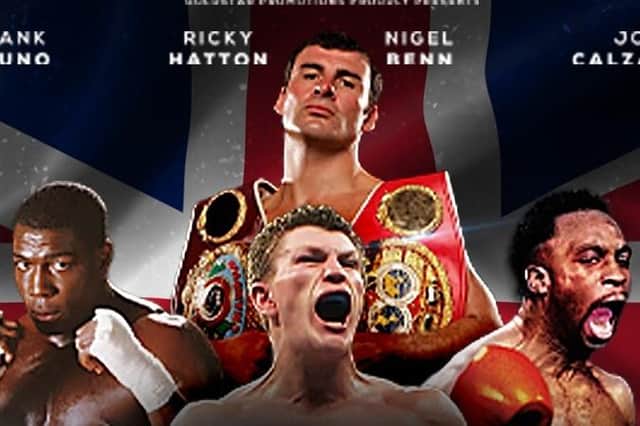 Night Of Champions live interview with Frank Bruno, Ricky Hatton, Nigel Benn and Joe Calzaghe at Sheffield City Hall on May 21, 2023.
