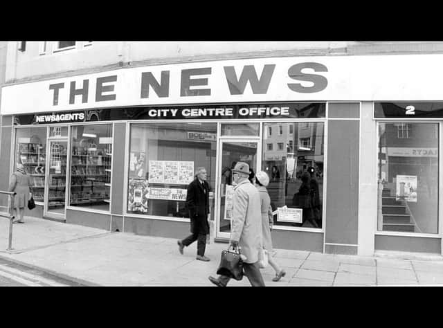 The News city centre office in Lake Road in October 1975. The News PP910