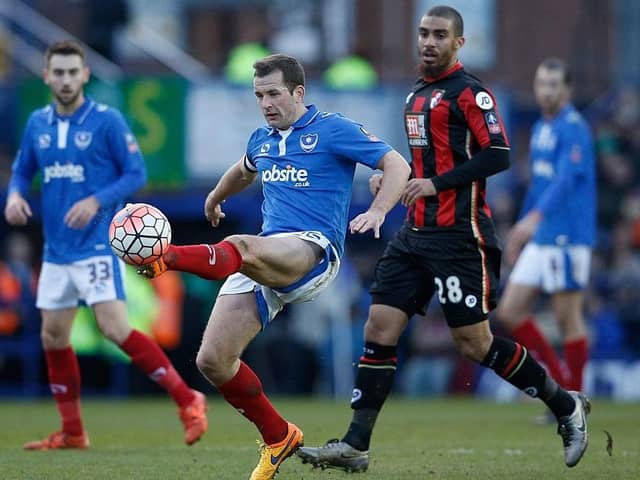 Michael Doyle in action for Portsmouth. (Photo credit should read ADRIAN DENNIS/AFP via Getty Images)
